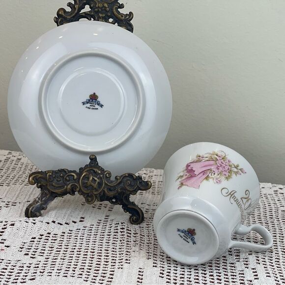 SAJI made in Japan Teacup and Saucer || 20th Anniversary written in French || - Picture 13 of 13